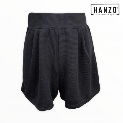 RGN BY HANZO Women Comfy Cotton Short Pants - Line Black